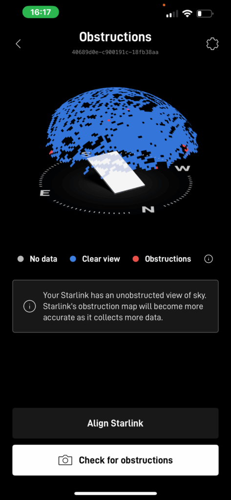 Starlink installation Centreville AL Obstructions Test