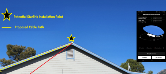 Starlink installation point and cable path Peeples Valley, AZ