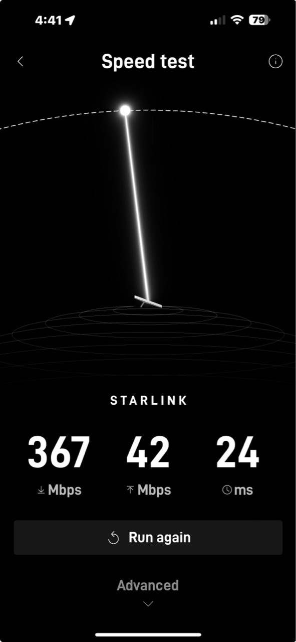 Starlink speed test
