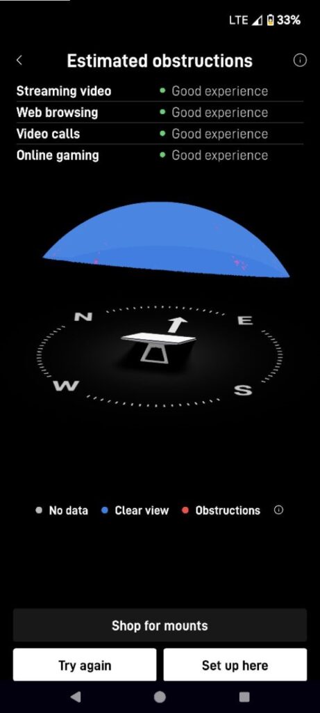 Starlink obstructions test in Prescott AZ