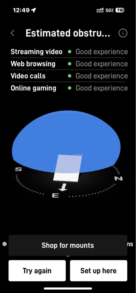 Starlink obstructions test Surf City, Outer Banks NC