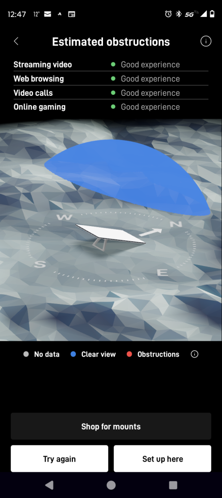 Starlink obstructions test in Palmer AK